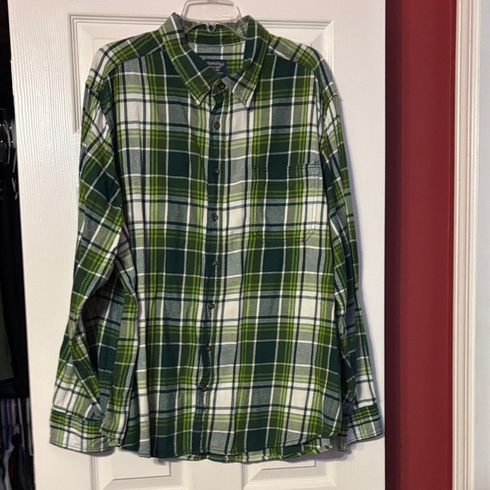 Faded glory green Plaid Men's Shirt flannel size 3xl (54-56)